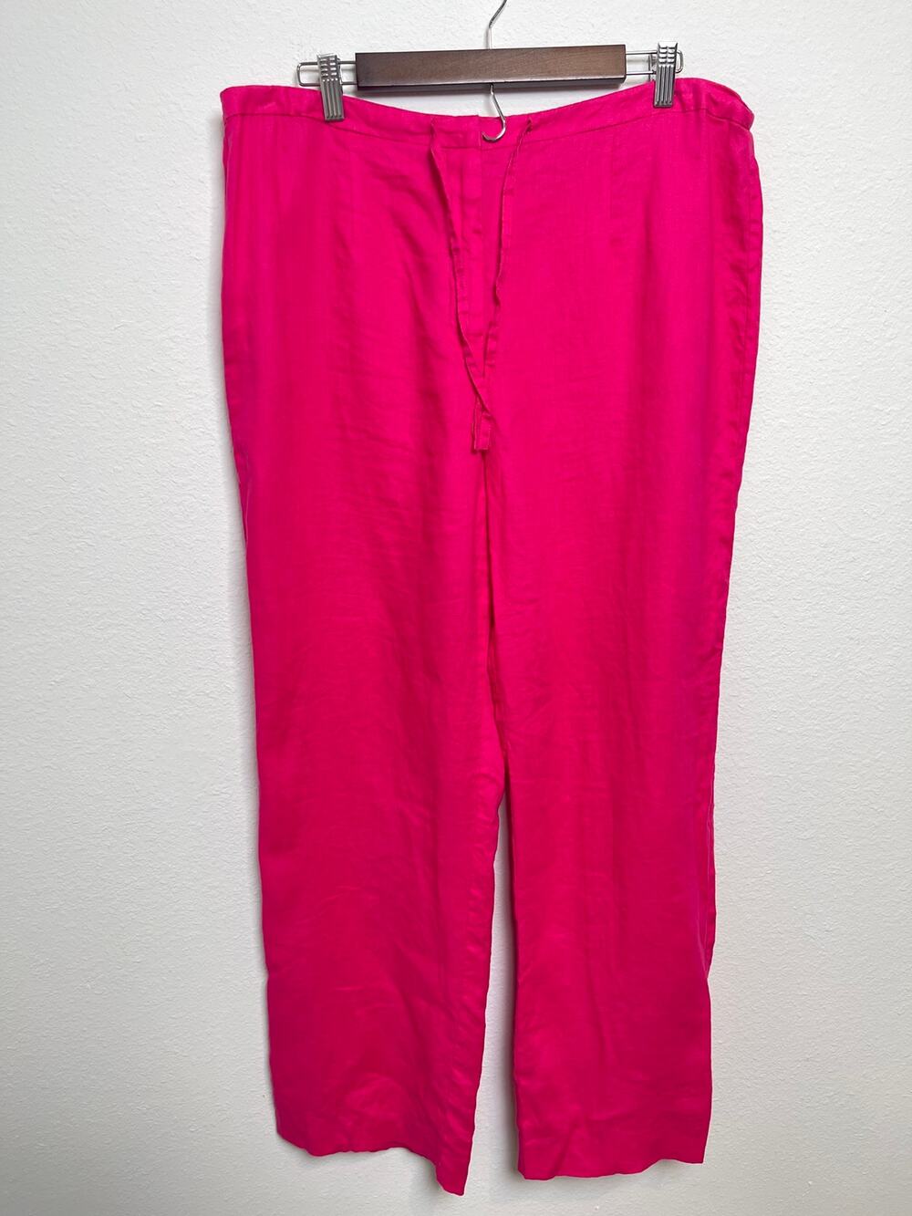 Kim Rogers Signature Hot Pink 100% Linen Straight Leg Pants Women’s XL